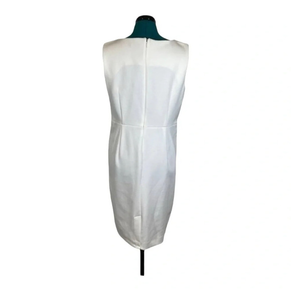 Premise Pearl Ivory Side Pleated Cady Sheath Dress NWT - Picture 3 of 9